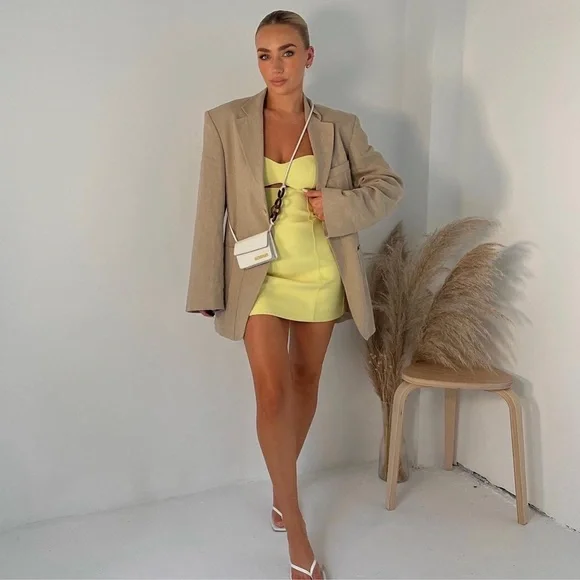 Zara Yellow Strapless Cut Out Dress - Picture 3 of 17